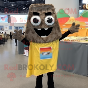 Gray Nachos mascot costume character dressed with a Dress Shirt and Mittens