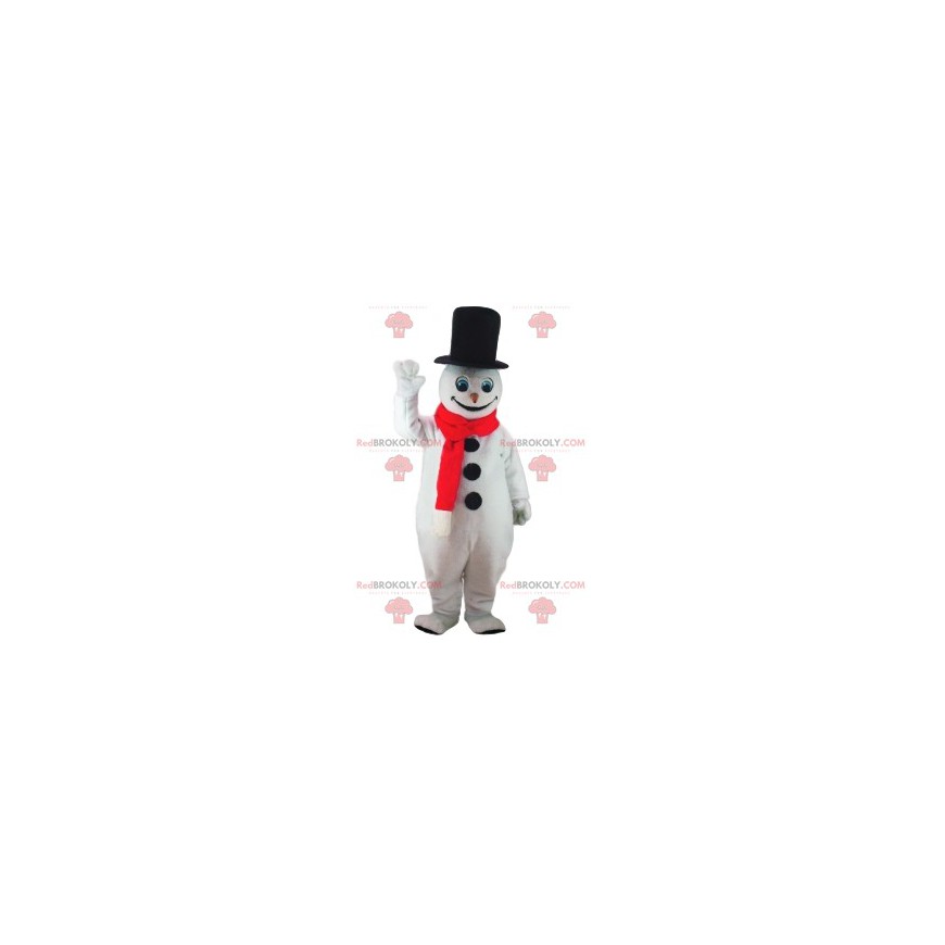 Snowman maskot med sin store sorte hat - Redbrokoly.com