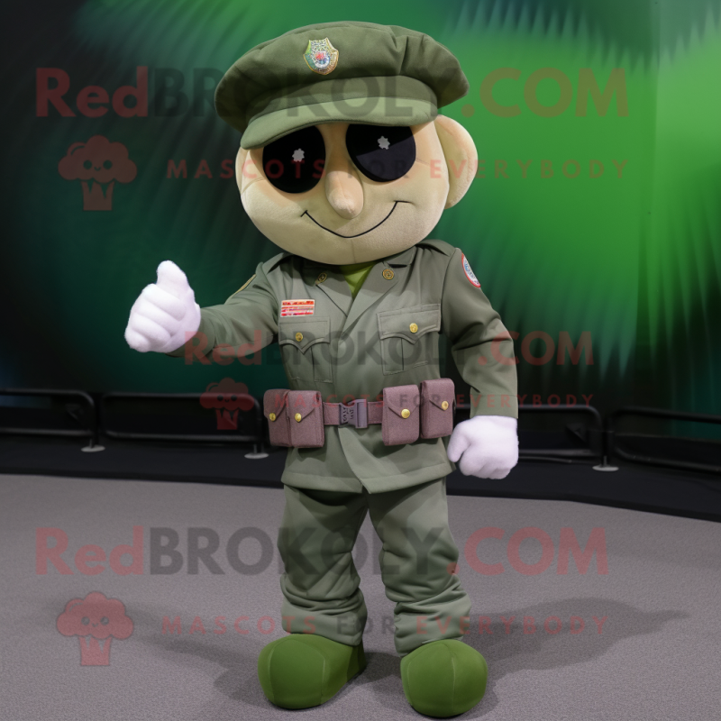 Personaje de disfraz de mascota de Peach Green Beret vestido con una blusa  y guantes - Disfraces de mascotas -  Tamaño L (175-180 CM)