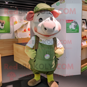 Olive Pig maskot kostym...