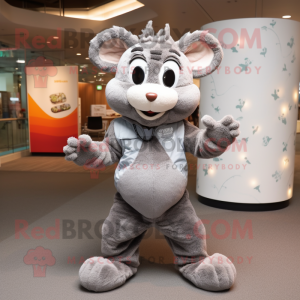 Gray But mascot costume character dressed with a Jacket and Bracelets