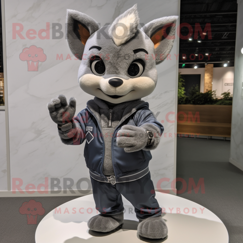 Gray But mascot costume character dressed with a Jacket and Bracelets Gray But mascot costume character dressed with a Jacket and Bracelets