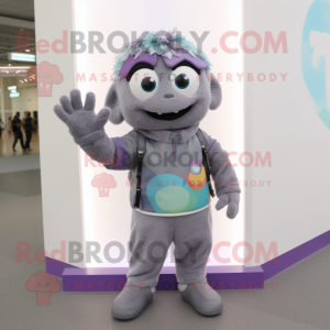 Gray But mascot costume character dressed with a Jacket and Bracelets