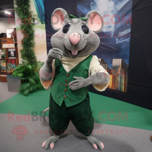 Forest Green Ratatouille mascot costume character dressed with a Tank Top and Pocket squares