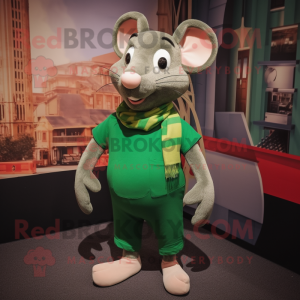 Forest Green Ratatouille mascot costume character dressed with a Tank Top and Pocket squares