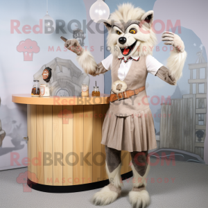 Beige varulv maskot kostume...