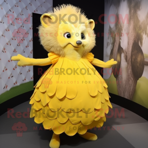 Gul igelkott maskot kostym...