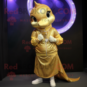 Gold Dolphin maskot drakt...