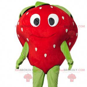 Mascotte de fraise coquette avec un beau sourire -