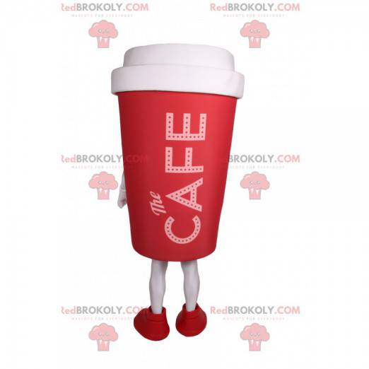 Mascotte rossa della tazza di caffè da asporto - Redbrokoly.com