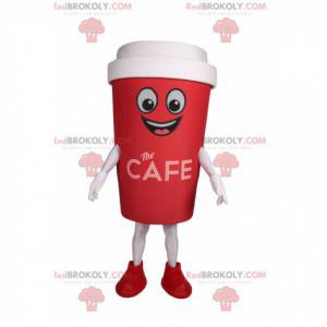 Mascotte rossa della tazza di caffè da asporto - Redbrokoly.com