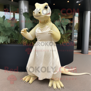 Cream Komodo Dragon maskot...