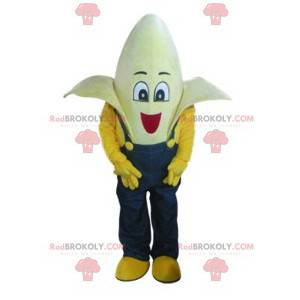 Super vtipný banánový maskot s modrým overalem - Redbrokoly.com