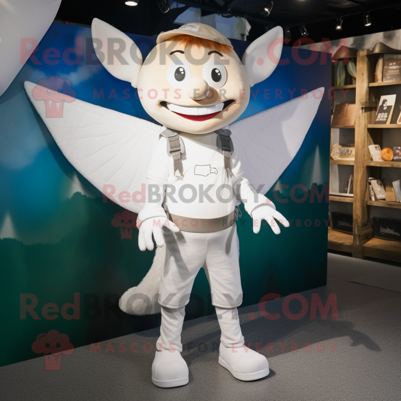 White Tooth Fairy mascot costume character dressed with a Sweatshirt and Suspenders White Tooth Fairy mascot costume character dressed with a Sweatshirt and Suspenders