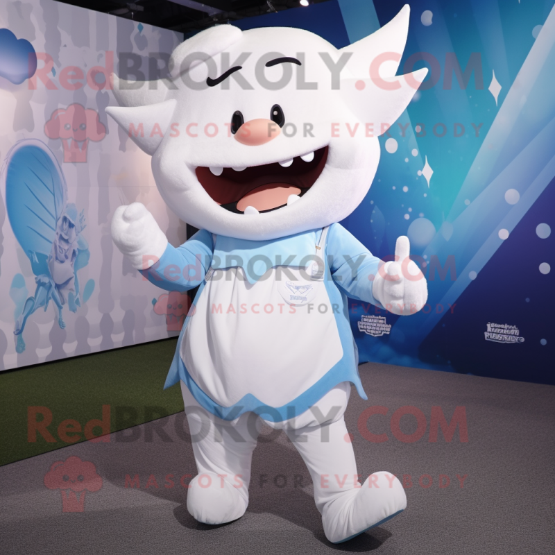 White Tooth Fairy mascot costume character dressed with a Sweatshirt and Suspenders White Tooth Fairy mascot costume character dressed with a Sweatshirt and Suspenders
