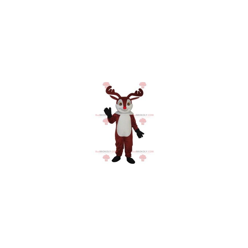 Mascote de rena fofa com nariz vermelho - Redbrokoly.com