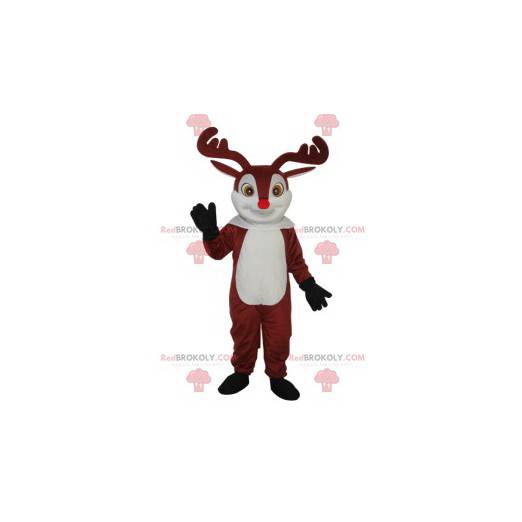 Mascotte de renne mignon avec son nez rouge - Redbrokoly.com