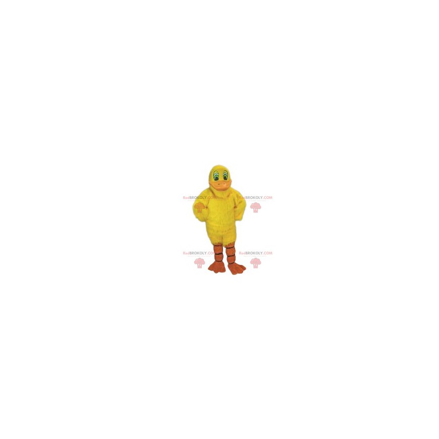 Mascotte de canard jaune tout mignon et souriant -