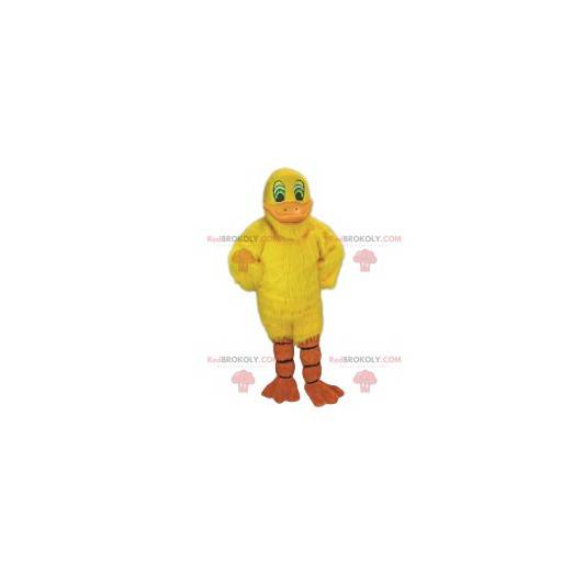 Mascotte de canard jaune tout mignon et souriant -