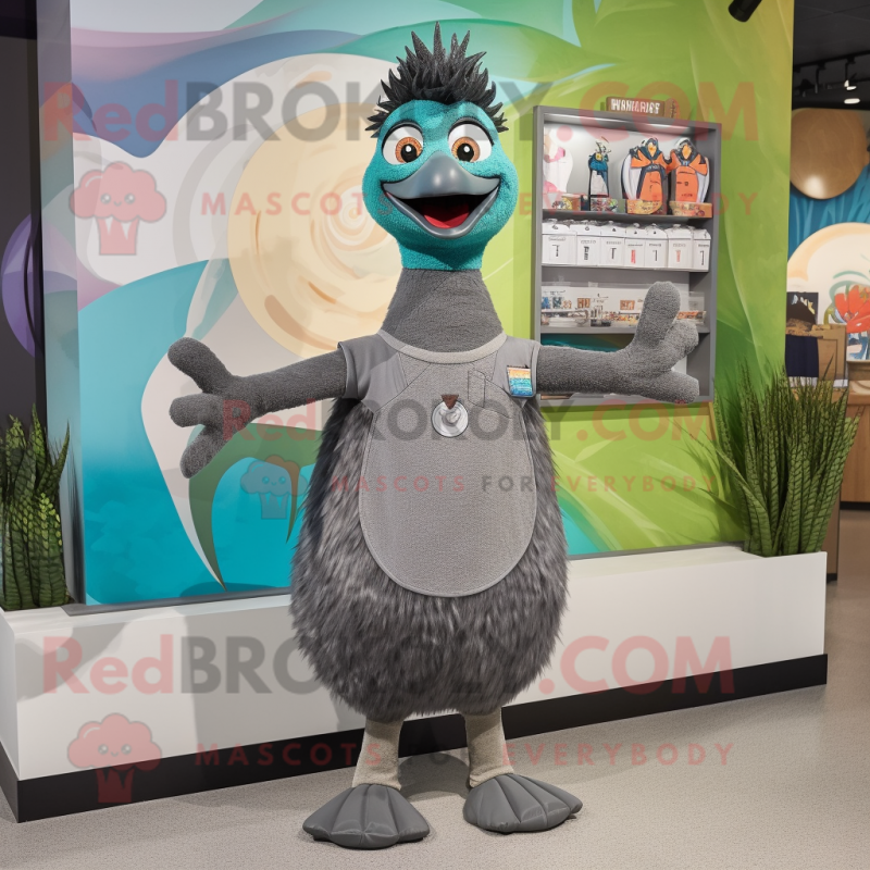 Gray Peacock mascot costume character dressed with a Tank Top and Ties Gray Peacock mascot costume character dressed with a Tank Top and Ties