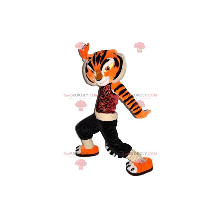 Mascota del tigre con su traje de artes marciales. -