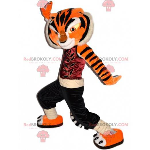 Mascote tigre com sua roupa de arte marcial - Redbrokoly.com