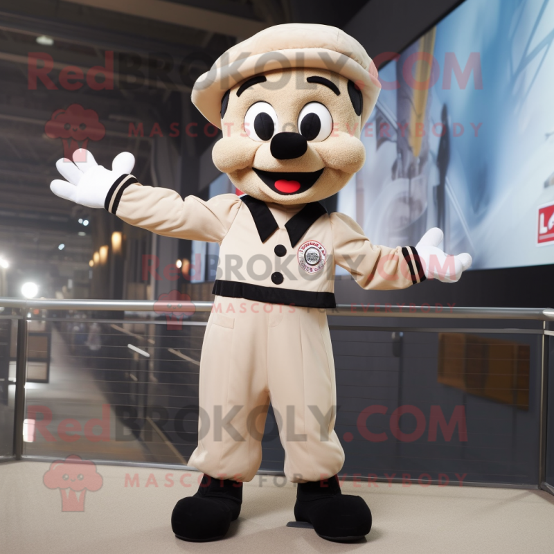 Tan Mime mascot costume character dressed with a Jacket and Bracelets Tan Mime mascot costume character dressed with a Jacket and Bracelets
