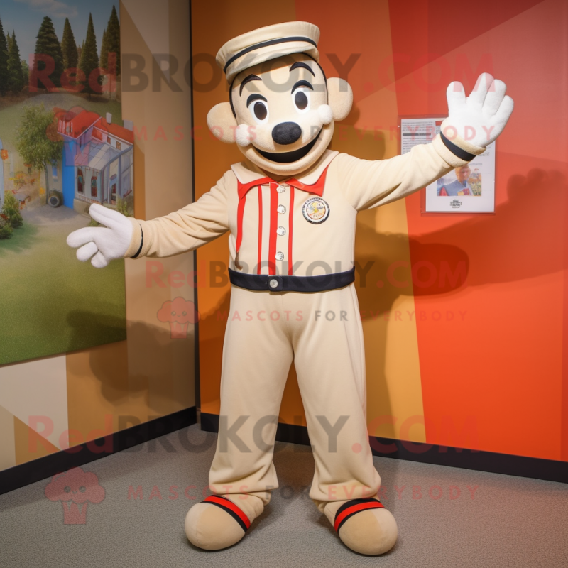 Tan Mime mascot costume character dressed with a Jacket and Bracelets