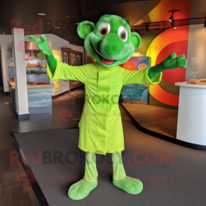 Lime Green Ratatouille mascot costume character dressed with a Joggers and Foot pads