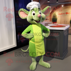 Lime Green Ratatouille mascot costume character dressed with a Joggers and Foot pads