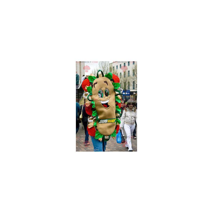 Gigantisk og smilende sandwichmaskott - Subway maskot -