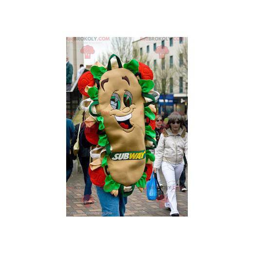 Gigantisk og smilende sandwichmaskott - Subway maskot -