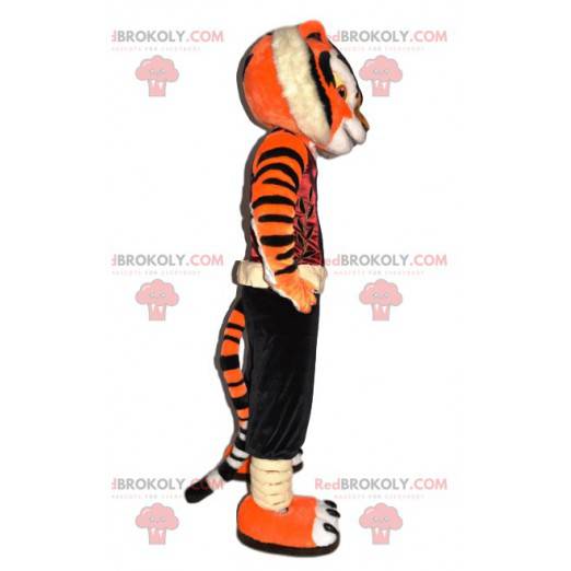 Mascote tigre com sua roupa de arte marcial - Redbrokoly.com