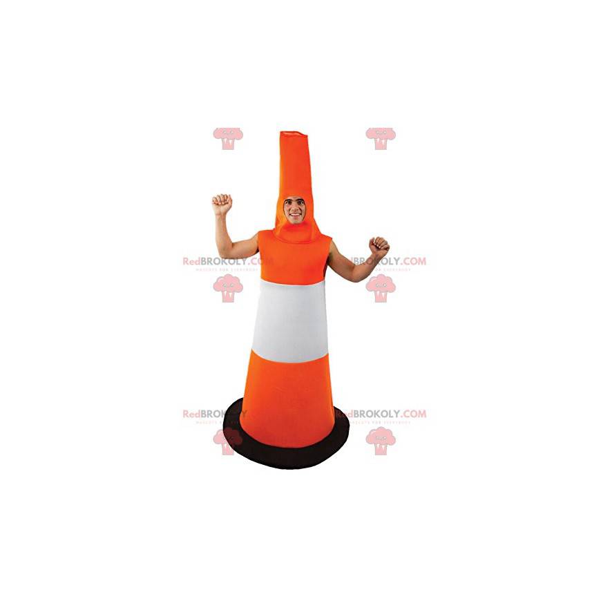 Mascote laranja e branco do cone de trânsito - Redbrokoly.com Mascote laranja e branco do cone de trânsito - Redbrokoly.com