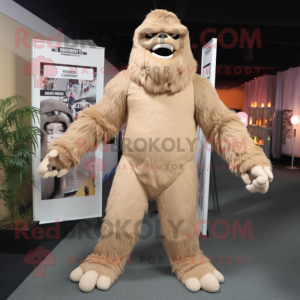 Beige Sasquatch mascot costume character dressed with a Turtleneck and Cufflinks