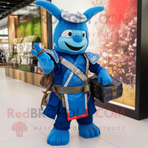 Blauer Samurai Maskottchen...