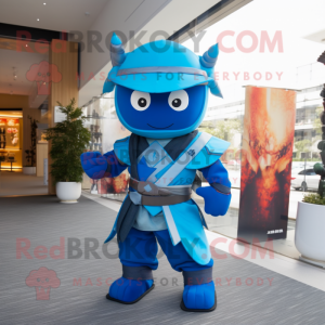 Blauer Samurai Maskottchen...