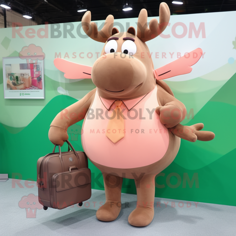 Peach Irish Elk mascot costume character dressed with a Bodysuit and Handbags