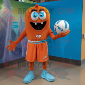 Rust Volleyball Ball mascot costume character dressed with a Bermuda Shorts and Belts