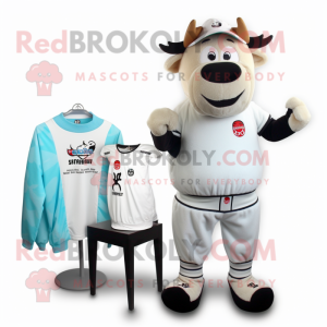 White Beef Stroganoff mascot costume character dressed with a Swimwear and Beanies