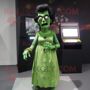nan Frankenstein mascot costume character dressed with a Dress and Earrings