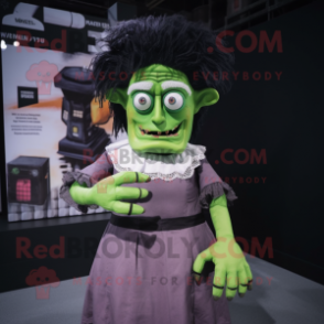 nan Frankenstein mascot costume character dressed with a Dress and Earrings