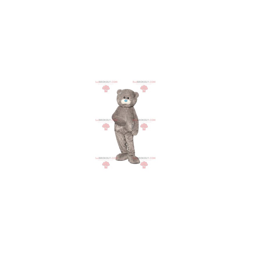 Gray bear mascot and its cute little blue muzzle -