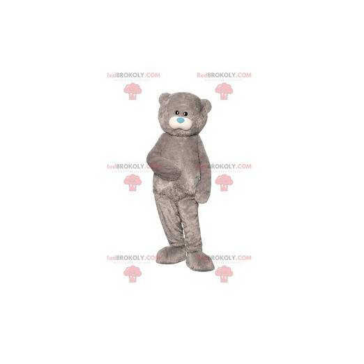 Gray bear mascot and its cute little blue muzzle -