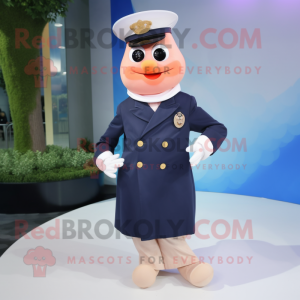 Navy Apricot mascot costume character dressed with a A-Line Dress and Cufflinks