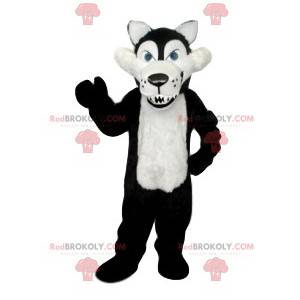 Černobílý maskot krutého vlka s obrovskými zuby - Redbrokoly.com