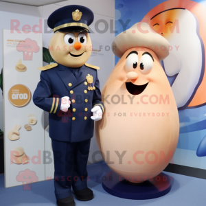 Navy Apricot mascot costume character dressed with a A-Line Dress and Cufflinks