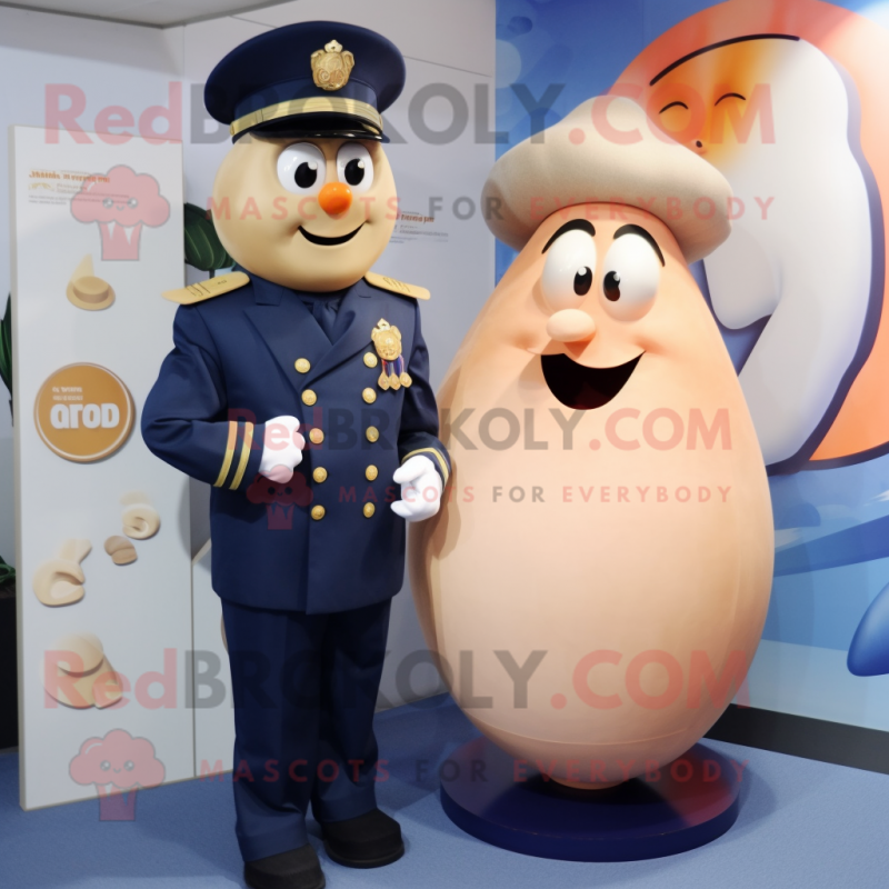 Navy Apricot mascot costume character dressed with a A-Line Dress and Cufflinks Navy Apricot mascot costume character dressed with a A-Line Dress and Cufflinks