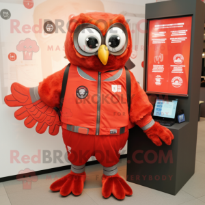 Red Owl maskot drakt figur...