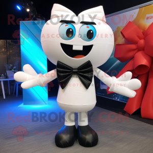 White Pho mascot costume character dressed with a Bikini and Bow ties